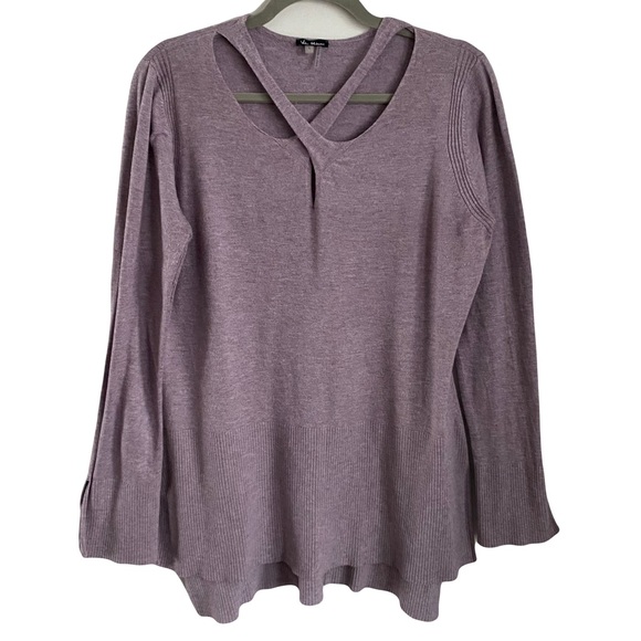 Vila Milano Criss Cross Strappy Neck Wool Blend Classic Purple Sweater Large - Picture 1 of 6